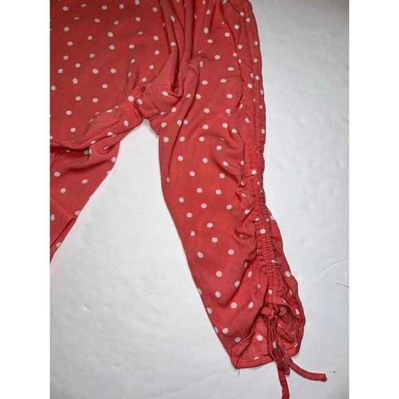 Lane Bryant Women’s Plus Size 16 V-Neck Ruched Sleeve Blouse Top Orange - Picture 4 of 7